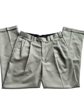 Savane Men's Pleated Dress Pants in Tan 34 x 32. 100% polyester